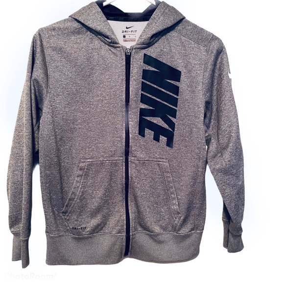 Nike Boys Gray Dri Fit Hoodie Large (14-16) - Picture 9 of 12